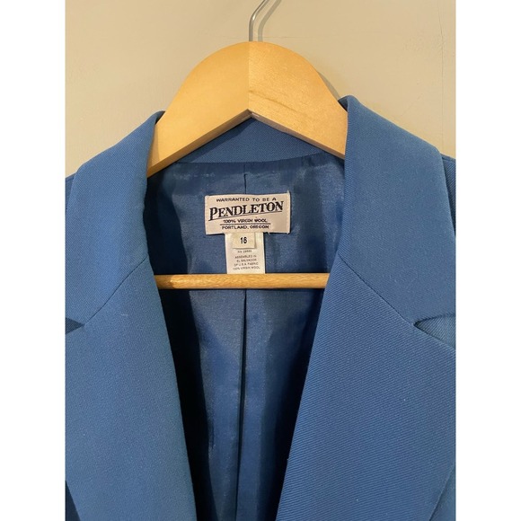 Pendleton 100% Virgin Wool Blue Blazer Womens 16 - Picture 4 of 5